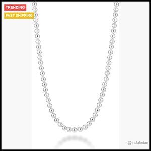 925 Sterling Silver Handmade Bead Strand Chain Necklace for Women